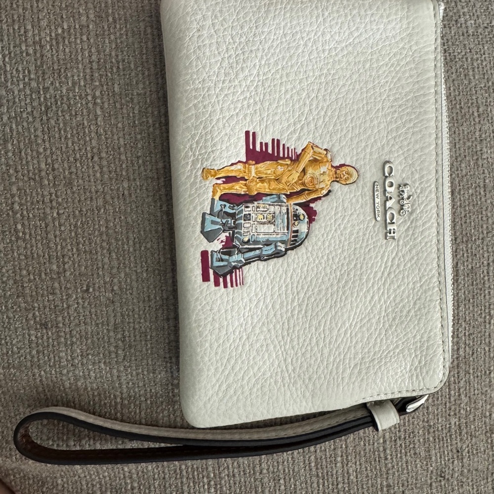 Coach Cream Wristlet with Brown Interior